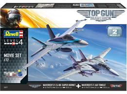 Revell 05677 1/72nd TopGun Aircraft Kits Gift SetF/A-18E Number of Parts 91  Length 254mm   Wingspan 188mmF-14D Number of Parts 111  Length 260mm   Wingspan 268mm