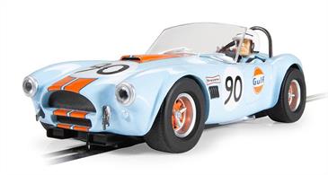 Experience the legendary performance of the Shelby Cobra in iconic Gulf livery! This Scalextric car pays homage to one of motorsport's most iconic liveries, combining American muscle with Gulf's distinctive colours for a racing experience like no other. From its sleek lines to its thunderous engine, every aspect of the Cobra was designed to dominate the track. So strap yourself in, feel the roar of the engine, and experience the thrill of racing history as you take the wheel of this legendary machine and chase victory on the asphalt.