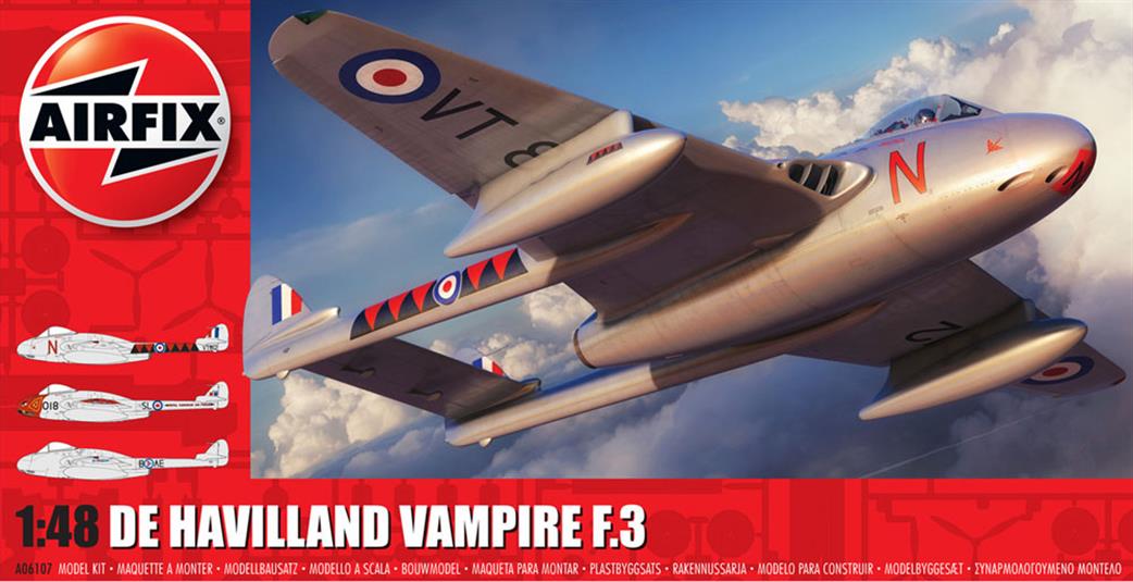 Airfix 1/48 A06107 De Havilland Vampire F.3 Aircraft Kit