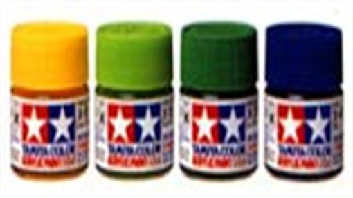 Tamiya Acrylic Paints are made from water-soluble acrylic resins suitable for spray or brush painting on plastic, styrofoam, wood and metals.