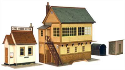 Superquick pre-cut cardboard kits are pre-printed in authentic colours, generally depicting architecture from before WW2 in OO scale.
