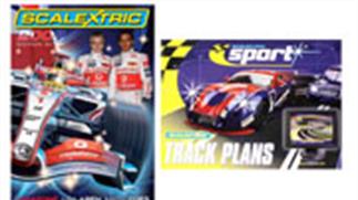 Scalextric slot car racing catalogues and track plans books.