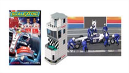 Catalogues, plans books and accessories for Scalextric slot car racing tracks and sets.