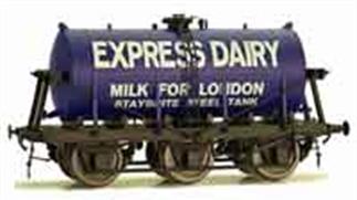 Dapol O gauge 6 wheel express milk tank wagons. Ready to run models.