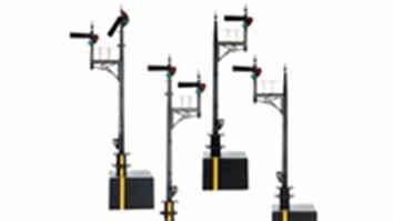 Dapol servo-controlled working signals including junction and bracket types.
