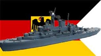 Detailed 1:1250 scale model ships from the German Naval forces since 1945 covering the West Germany Bundesmarine and unified Germany Deutsche Marine