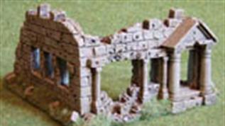 Battle damaged buildings, terrain features and fantasy settings for wargamers.