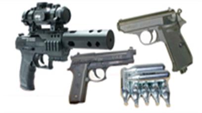 UK regulation CO2 gas capsule powered air pistols and pellet firing replica guns. Over 18 proof of age required.
