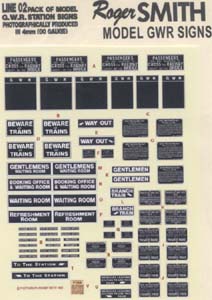 Roger Smith GWR Station Signs and Noticeboards OO LINE02