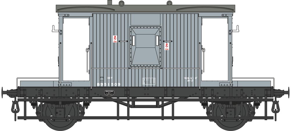 Dapol O Gauge BR Standard 20 Ton Goods Brake Van Grey B952182 RTR 7F