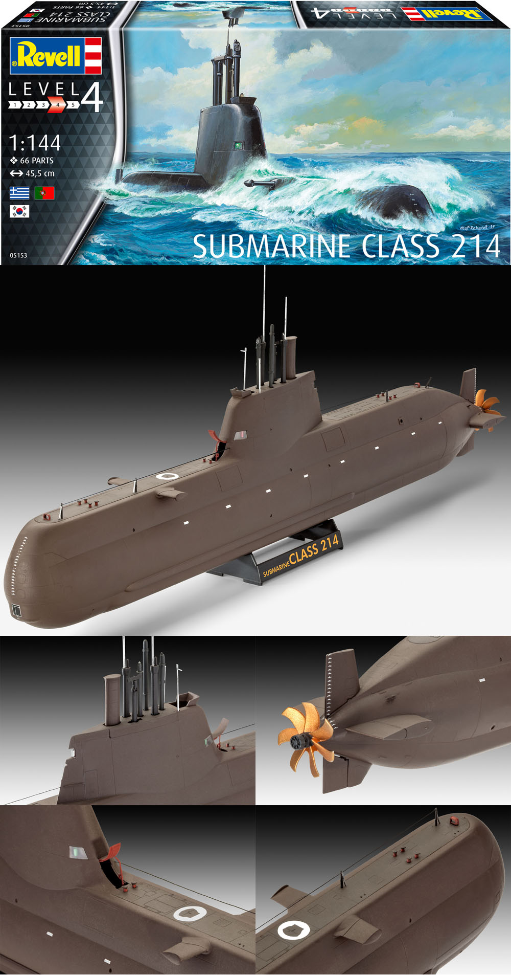 Revell 1/144 Submarine Class 214 Plastic Kit 05153