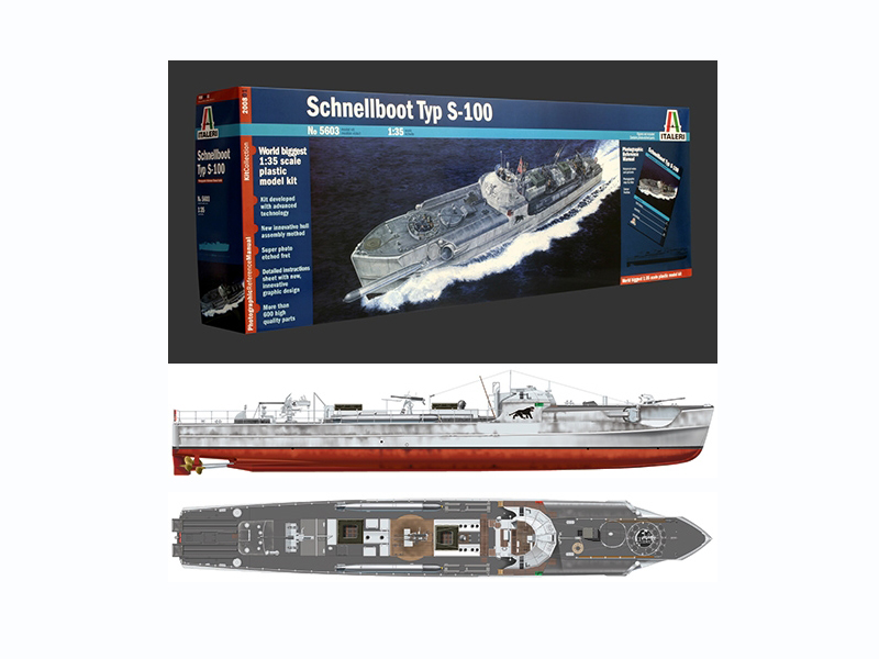 italeri 1/35 german schnellboot s100 torpedo boat kit 5603