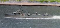 A 1/1200 scale second-hand model of a Royal Navy V or W class destroyer as a short range escort around the middle of WW2 possibly by Clydeside. The model is neatly painted and in good condition, see photograph.