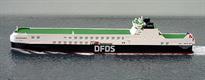 A 1/1250 scale waterline model of Hollandia Seaways by Rhenania Junior RJ243.
