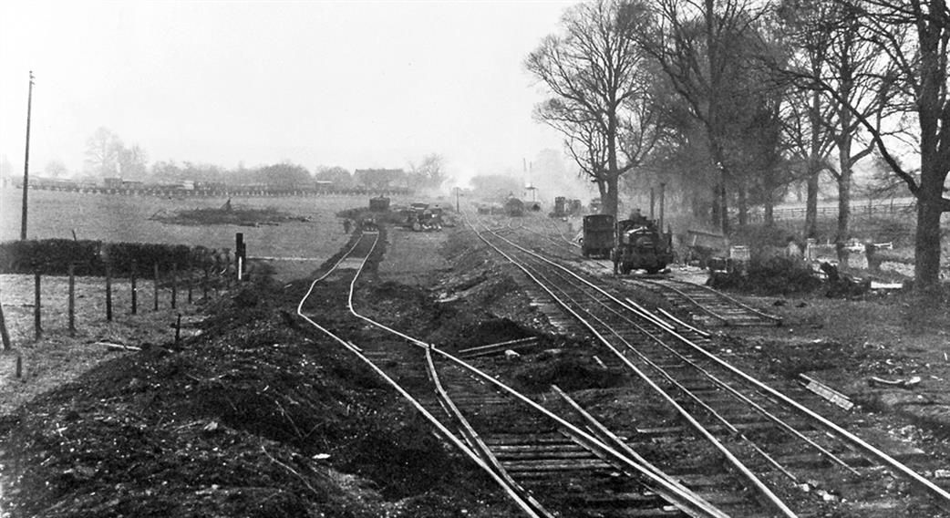 View looking north along the railway, on 1st January 1918