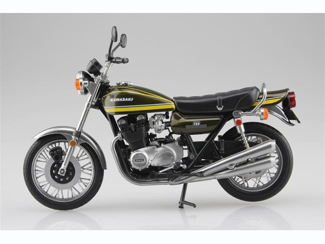 Aoshima 10463 Kawasaki 750RS Yellow Tiger Diecast Motorcycle Model