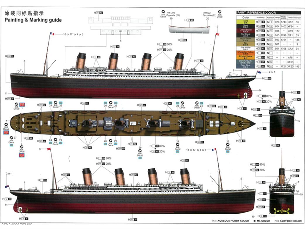 Trumpeter Titanic 03719 Paint Chart