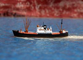 Solent Models 1/1250 scale metal model of General Steam Navigation Co. coaster, Grebe is a hand assembled and painted model measuring 60mm long.Grebe was built by Henry Robb Ltd en 1947 and worked out of Southampton to Northern European ports. She was scrapped in Wales in 1967.