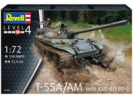 Revell 03328 1/72nd T-55A/AM with KMT-6/EMT-5 Tank KitNumber of Parts   Length mm   Width mm   Height mm