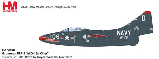"Grumman F9F-5 ""MIG-15s Killer"" 125459, VF-781, flown by Royce Williams, Nov 1952"