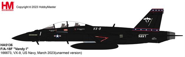 F/A-18F Vandy I 166673, VX-9, US Navy, March 2023 unarmed version