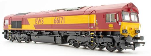 Approaching 25 years old and still in its original maroon and gold, 66171 has had a few additional warning labels but still carries the moniker of its original owner, EWS. A real go anywhere locomotive and is suitable for use right up to the present day.DCC Sound Fitted model.The Accurascale Class 66 model is based on the award winning ‘accura-standard’ platform, with all-wheel powered six-axle bogies, a powerful twin flywheel fitted motor and market leading electronics package.