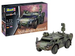 Discover the detailed model kit of the Fennek armored reconnaissance vehicle, the leading reconnaissance vehicle that stands for precision and efficiency. With a scale of 1:72, this kit brings the impressive complexity of the Fennek into your hands. The kit consists of 90 precise parts that recreate the vehicle down to the smallest detail, from the detailed surface structure to the selectable armament options such as the 7.62mm MG or the 40mm grenade launcher. This model kit is a 2024 reissue that combines modern model making with historical significance. Measuring 77mm long, 34mm wide and 25mm high, this kit is a compact representation of the Fennek armored reconnaissance vehicle and is ideal for collectors and enthusiasts.