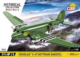 The COBI construction brick model of the American Douglas™ C-47 Skytrain (Dakota) cargo plane was carefully developed in 1:48 scale and has movable elements such as rotating wheels with rubber tires, movable propellers and ailerons and opening doors. Many blocks have durable prints that do not wear off even during intensive use. The set includes two figures of American soldiers: a pilot and a paratrooper from the 101st Airborne Division "Screaming Eagles" with a characteristic mohawk on his head. The set also includes a plaque with the name of the aircraft and a reinforced brick display stand with transparent studs.