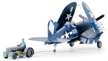 Tamiya 1/48 Vought F4U-1D Corsair Kit with Moto-Tug 61085On April 1944. The F4U-1D became the first Corsair version to be officially approved for carrier operation. the small moto tug which is included with this model was ideal for manoeuvring the aircraft on carrier runways.Glue and paints are required