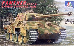 The Panther was developed for the German Army more than 50 years ago. It was one of the most efficient and famous vehicles of WWII. This tank entered service in 1943 supporting the Mark IV tanks, which had difficulties to oppose the onslaught of Soviet T-34 tanks on the Eastern front. During the following two years of the war this powerful tank was present in all war zones: Italy, France as well as during the final battles on German soil. It proved its qualities against its adversaries, from Sherman to Stalin.Model length 19.7cm.Requires polystyrene cement and paint 