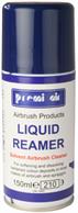 Premi Air Liquid Reamer is a highly recommended end-of-session airbrush cleaner for extra thorough cleaning away of solvent-based and oil-based products. You can use the straw to direct the aerosol spray at the airbrush nozzle and front parts of your airbrush, up into where the bottle attaches on a bottom-feed airbrush or down into the cup of a gravity feed airbrush. 
