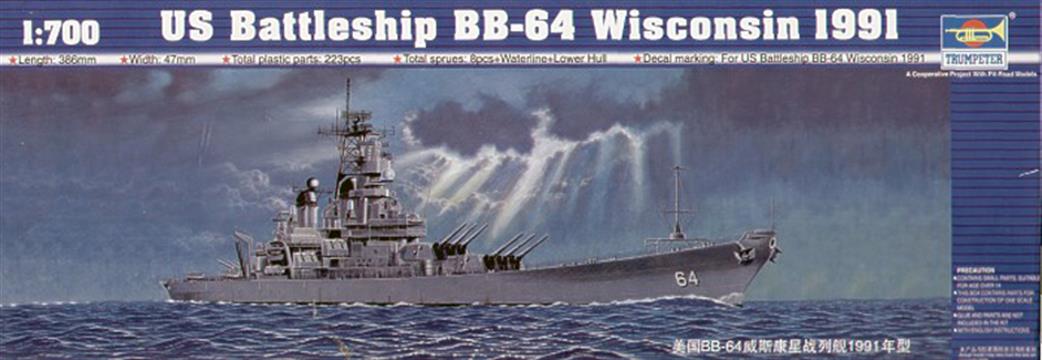 Trumpeter 05706 US Battleship BB-64 Wisconsin 1991 Modern 1/700