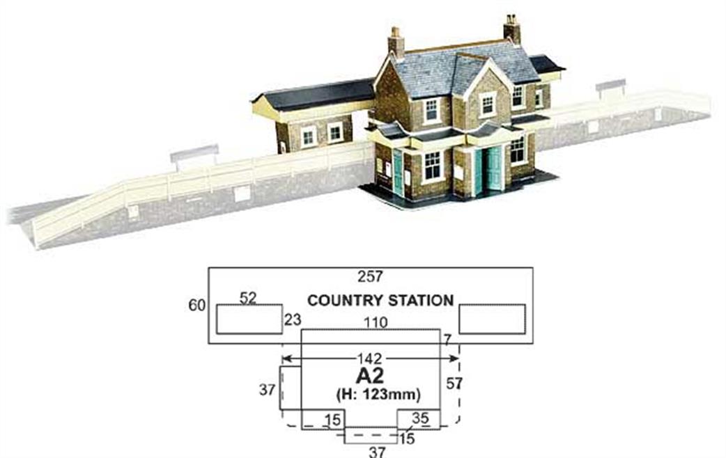 Superquick OO A2 Country Station Building Printed Card Kit
