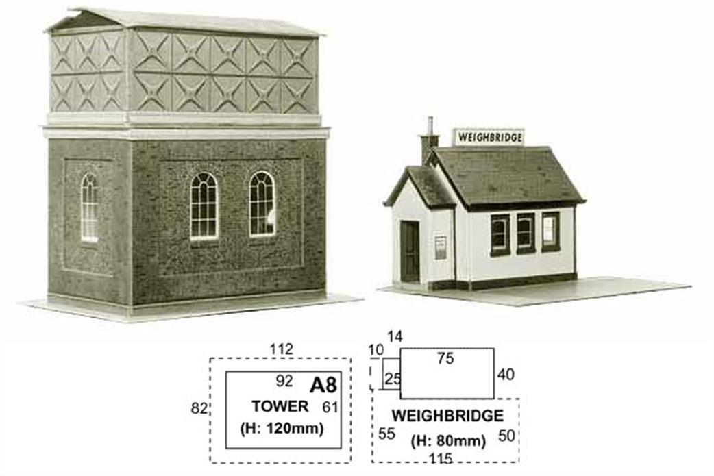Superquick OO A8 Water Tower and Weighbridge Printed Card Kit