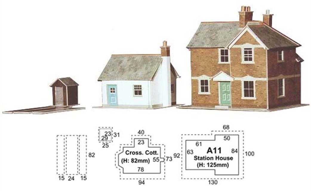 Superquick OO A11 Station Masters House and Crossing Keepers Cottage Printed Card Kit