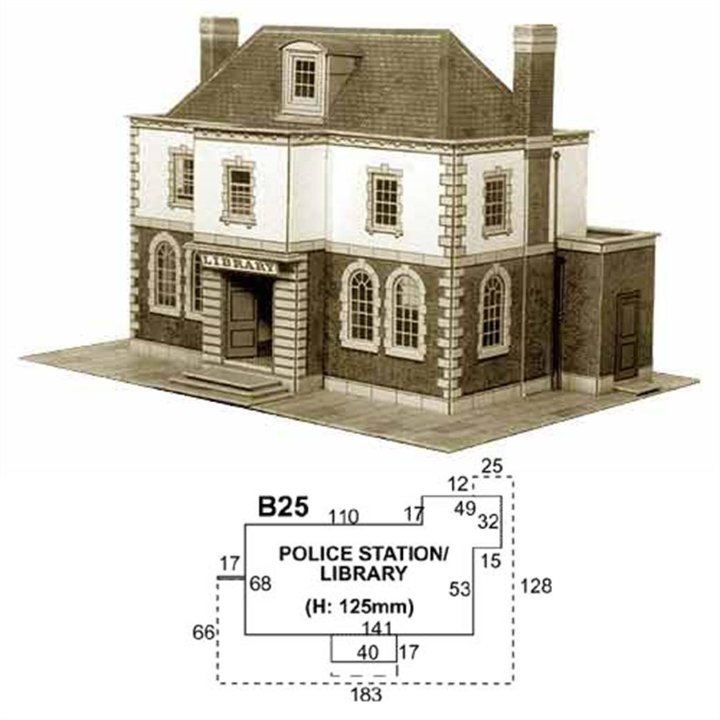 Superquick OO B25 Police Station or Public Library Printed Card Kit