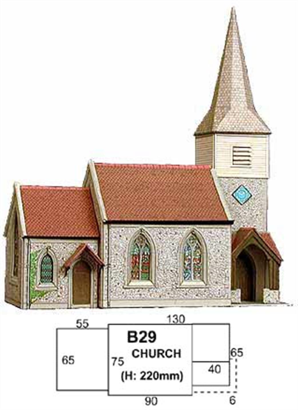 Superquick OO B29 Country Church Printed Card Kit