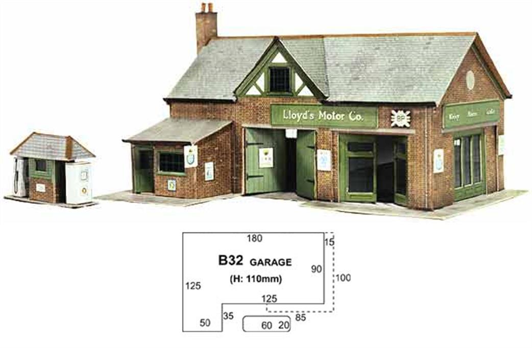 Superquick B32 Country Garage and Petrol Pump Printed Card Kit OO