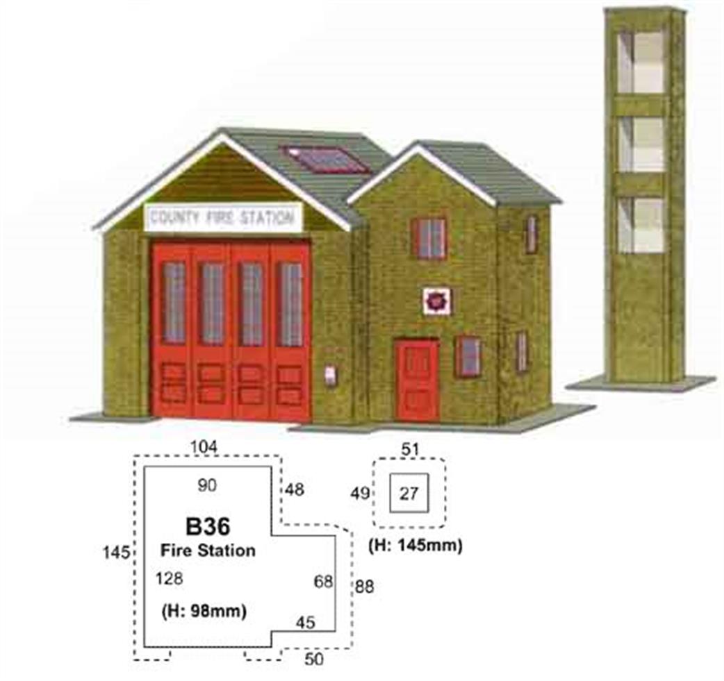 Superquick B36 The Country Fire Station Printed Card Kit OO