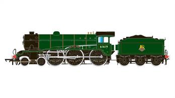 Hornby Railways R3448 OO Gauge BR 61619 Welbeck Abbey B17 Class 4-6-0 British Railways Apple Green Livery and Early EmblemA well detailed model of the LNERs B17 class 4-6-0, known as Sandringhams (from the class leader, 2800 Sandringham) or Footballers (from the Soccer clubs name theme used for later members of the class). Equiped with large diameter driving wheels the B17 was a useful locomotive for secondary express and cross-country trains.DCC Ready 8-pin decoder required for DCC operation.