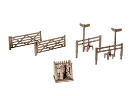 Field gates, stiles and wicket gates are ideal to complete the flexible fencing system, a further pack contains two field gates, 2 stiles and a wicket gate. All parts are finely detailed plastic mouldings- the field gates even even include hinge plates, bolt heads and spring catch.