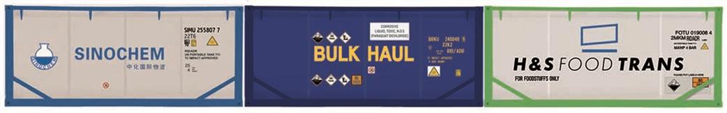 Hornby OO R60129 Sinochem, Bulk Haul & H&S Foodtrans Container Pack 3 x 20' Tanktainers