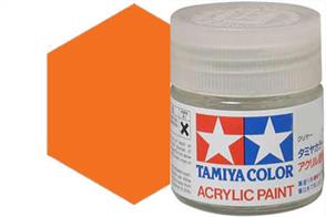 Tamiya X-6 gloss orange, acrylic paint suitable for brush or spray painting.