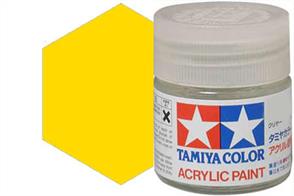Tamiya X-8 gloss lemon yellow, acrylic paint suitable for brush or spray painting.