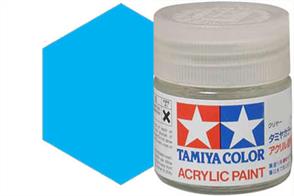 Tamiya X-14 gloss sky blue, acrylic paint suitable for brush or spray painting.