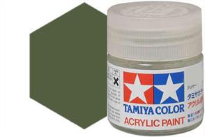 Tamiya XF-62 matt olive drab, acrylic paint suitable for brush or spray painting.