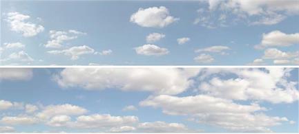 ID Backscenes Premium range backscenes are printed on durable water, scratch and tear resistant polypropylene. These sheets have a self-adhesive backing.10-feet long photographic reproduction summer sky backscene with light clouds. 15in height supplied in two 5-feet sections.