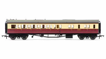 Detailed model of the 1930s GWR Collett flush-sided brake third class coach finished in early British Railways crimson &amp; cream livery.These coaches were built with left hand and right hand corridors soi when formed as a set of coaches the corridor would be on the same side throughout the train.