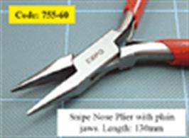 Snipe nose plier with plain jaws