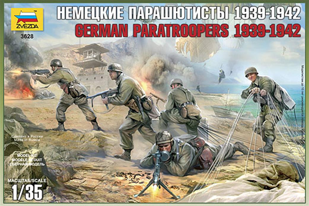 Zvezda 1/35 3628 German Paratroopers 1939-1942 Figure Set